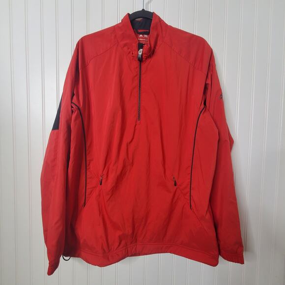 Adidas Climaproof Red 1/4 Windbreaker Jacket Men's Size Medium Athletic Pockets - Picture 7 of 7